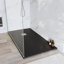Piatto doccia 150x90 cm antracite effetto pietra riducibile - Liat