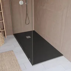 Piatto doccia 180x90 cm antracite effetto pietra riducibile - Liat