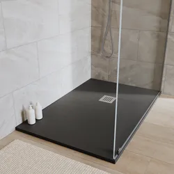 Piatto doccia 120x100 cm antracite effetto pietra riducibile - Liat