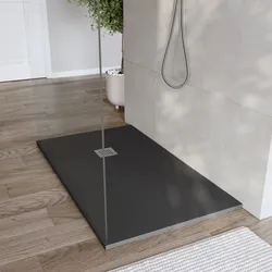 Piatto doccia 150x100 cm antracite effetto pietra riducibile - Liat