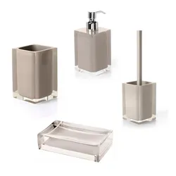 Set 4 accessori da appoggio tortora chiaro e trasparente - Rainbow di Gedy