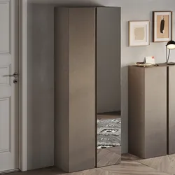 Armadio scarpiera 8 ripiani con specchio 70x185h cm legno mercure e bronzo - Blake