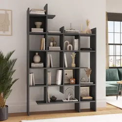 Libreria 122x188h cm antracite con 15 vani a giorno - Jazzy