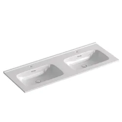 Lavabo da incasso 120x46 con doppia vasca bianco lucido - Tidy