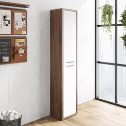 Mobile multiuso 44x217h cm noce brera con 2 ante bianco lucido - Historic brown