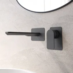 Miscelatore lavabo a muro canna 25 cm nero spazzolato - Fusion