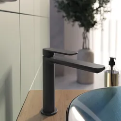 Miscelatore lavabo bocca lunga in ottone nero spazzolato - Fusion