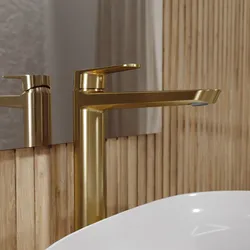 Miscelatore lavabo alto in ottone oro spazzolato - Lir