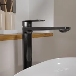 Miscelatore lavabo alto in ottone nero spazzolato - Fluid