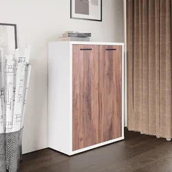 Mobile multiuso 80x112h cm bianco lucido con 2 ante noce brera - Historic brown