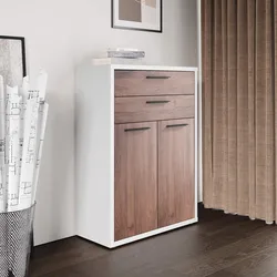 Mobile multiuso 80x112h cm bianco lucido con 2 ante e 2 cassetti noce brera - Historic brown
