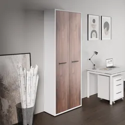 Mobile multiuso 82x217h cm bianco lucido con 2 ante lunghe noce brera - Historic brown