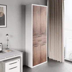 Libreria 82x217h cm bianco lucido con 4 ante e 2 cassetti noce brera - Historic brown