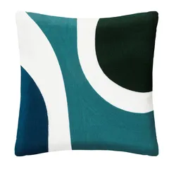 Cuscino 45x45 cm ricamato con disegno blu e nero