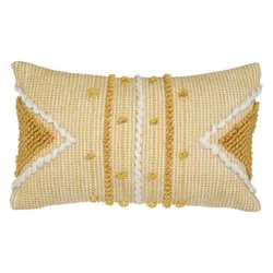 Cuscino 30x50 cm con motivo in rilievo ocra e beige