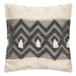 Cuscino 45x45 cm con motivo in rilievo beige e grigio
