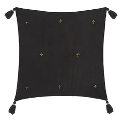 Cuscino 40x40 cm in cotone grigio scuro ricamato con stelle