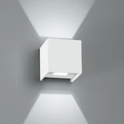 Applique LED biemissione da esterno 12x12 cm luce fredda in alluminio bianco
