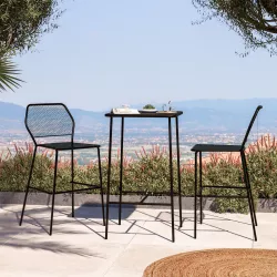 Set bistrot tavolo 60x60 cm e 2 sgabelli in metallo nero - Faber