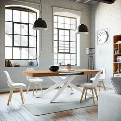 Tavolo allungabile 140-220x90 cm con top rovere chiaro e gambe in metallo bianco - Barker