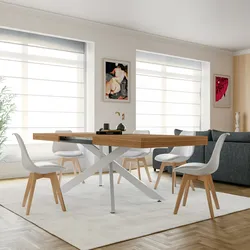 Tavolo allungabile 160-240x90 cm con top rovere chiaro e gambe in metallo bianco - Barker