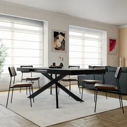 Tavolo allungabile 160-240x90 cm con top rovere nero e gambe in metallo nero - Barker