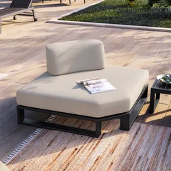 Poltrona angolare da giardino in alluminio antracite e tessuto olefin beige - Haven