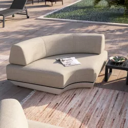 Poltrona angolare da giardino in tessuto olefin beige - Laela