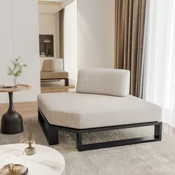 Poltrona angolare in tessuto olefin beige e alluminio antracite - Haven