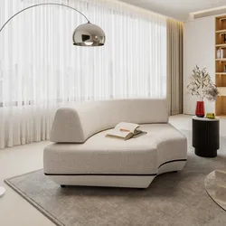 Poltrona angolare in tessuto olefin beige - Laela