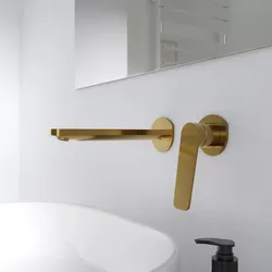 Miscelatore per lavabo a muro in ottone oro spazzolato - Nocta