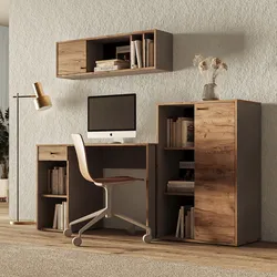 Set scrivania con pensile e mobile multiuso 190x180h cm in legno effetto rovere aystar e grigio - Wicked