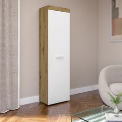 Armadio 54x196h cm a 1 anta in legno effetto rovere aystar e bianco - Ayer