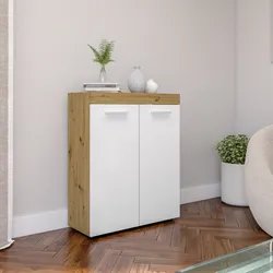 Madia 80x97h cm a 2 ante in legno effetto rovere aystar e bianco - Ayer