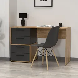 Scrivania 120x75h con cassettiera a 4 cassetti in legno rovere chiaro e antracite - Scouse