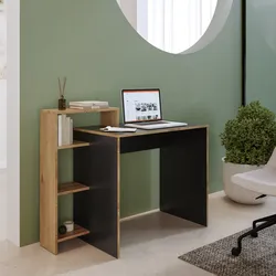 Scrivania 110x89h cm in legno effetto rovere scuro e grigio con libreria -  Pretty
