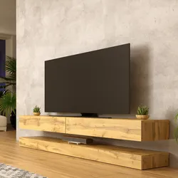 Mobile porta tv 140x45h cm con led in legno effetto rovere calliope - Elvy