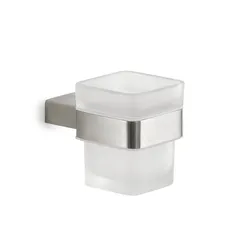 Portaspazzolini a muro in acciaio inox spazzolato e vetro satinato - Maui di Gedy