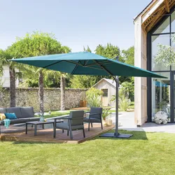 Ombrellone palo laterale 4x3 m in alluminio con telo blu - Adolfo