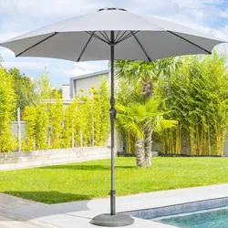 Ombrellone palo centrale rotondo 270 cm in alluminio con telo grigio - Urania