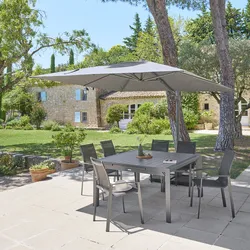 Ombrellone palo laterale 3x3 m in alluminio e telo in tessuto olefin antracite - Gabrix