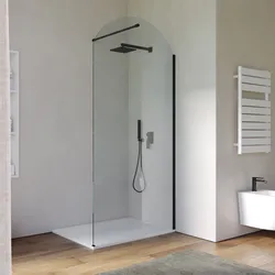 Box doccia Walk in arco 100 cm vetro anticalcare trasparente e profilo nero 210h - Deka