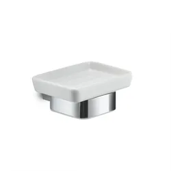 Portasapone a muro in acciaio inox e ceramica bianco - Spluga di Gedy