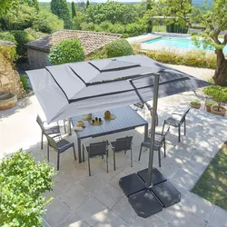 Ombrellone palo laterale 4x3 m in alluminio con multi telo grigio scuro - Voltar