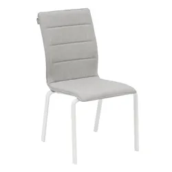 Sedia impilabile in alluminio bianco e textilene imbottito grigio chiaro - Adak