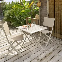 Tavolo pieghevole 70x70 cm in alluminio beige - Henry