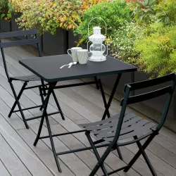 Tavolo da giardino pieghevole 70x70 cm in acciaio grafite - Atelier
