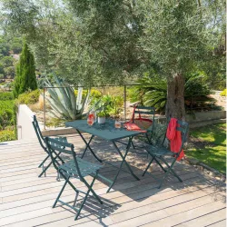Tavolo da giardino pieghevole 110x70 cm in acciaio blu anatra - Atelier