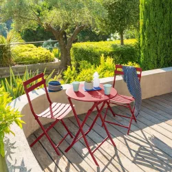 Tavolo da giardino pieghevole rotondo 60 cm in acciaio rosso corallo - Atelier