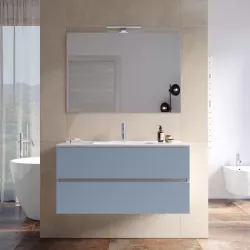 Mobile bagno sospeso con cassetti 100 cm carta da zucchero con lavabo e specchio - Cuki